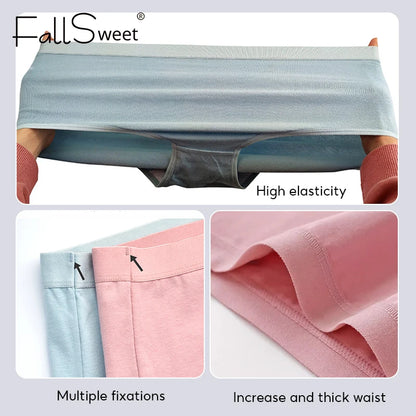 FallSweet 5PCS/set Women’s Cotton Panties Seamless Plus Size Briefs Solid Underwear Soft Breathable Underpants Female Lingerie