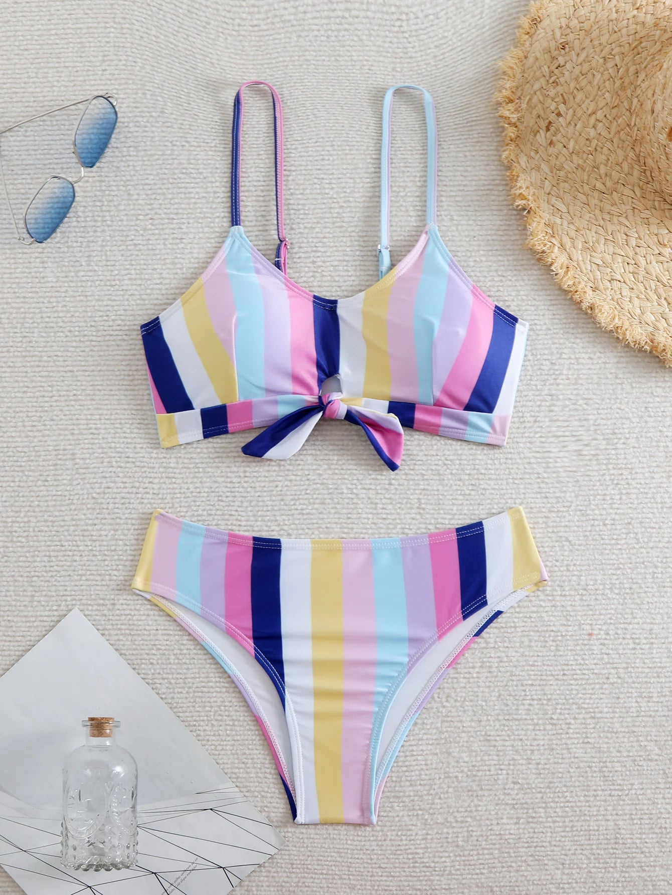 High Waist Bikini 2026 Women Strappy Swimsuit Sexy Striped Swimwear Female Bathers Bathing Swimming Swim Suit Summer Beachwear