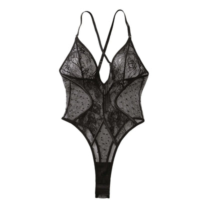 Women'S Underwear Sexy Slim Fit Thin Strap Bodysuit Lace Nightclub Hollow Out Spicy Girl Slim Fit Backless Bodysuit One Piece