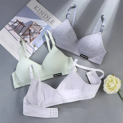 Women Cotton Underwear AB Cup Bra Wireless Gathered Comfort V Brassiere Push Up Lingerie Bralette Girls Seamleass Sports Bras