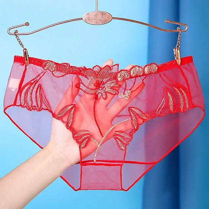 Sexy Transparent Women's Panties Super Thin Breathable Perspective Brief Underwear For Women Floral Mesh Female Lingerie Panty