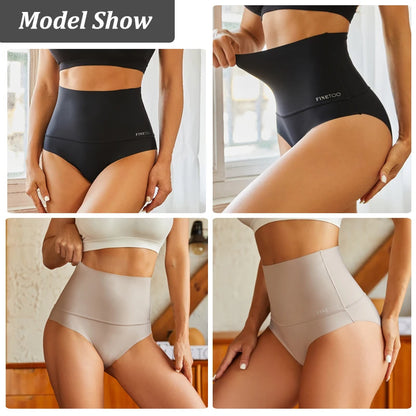 FINETOO Seamless High Waist Panties Women's Abdomen Hip Lift Briefs Body Shaping Lingerie Pants Plus Size Breathable Underwear