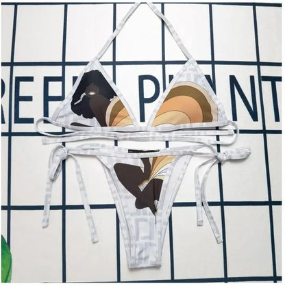 2025 Summer New Women's Outdoor Beach Swimsuit Sexy Hanging Neck Strap Split Bikini