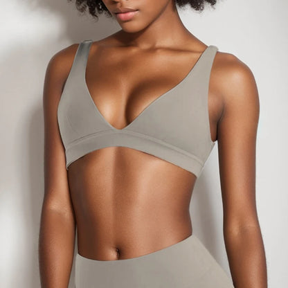 SVEIC Gym Woman Tops Deep V Sports Bra Underwear Sportswear Fitness Breathable Shockproof Training Running Workout Yoga Clothing