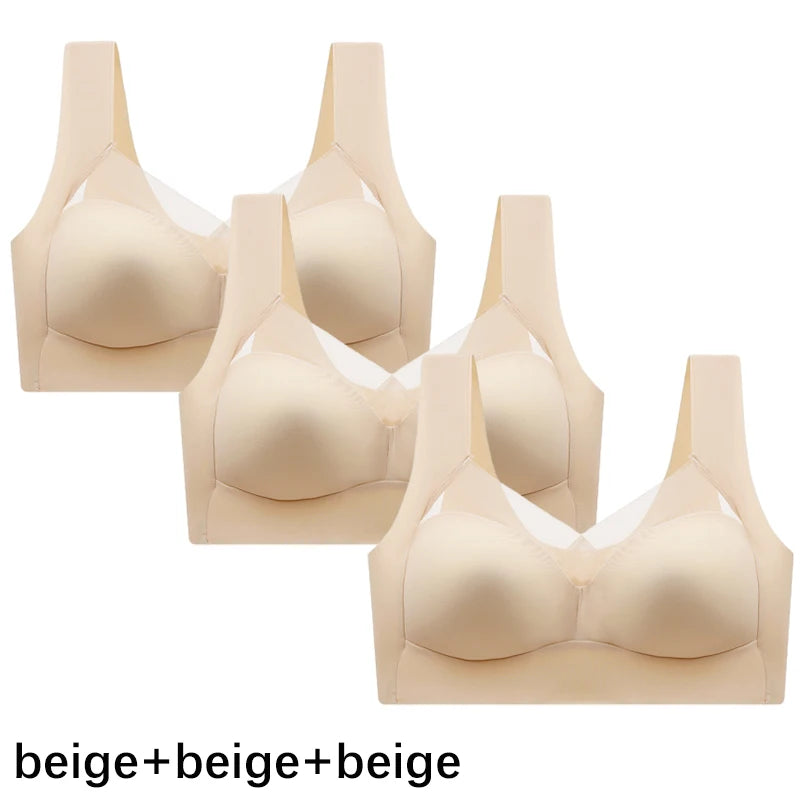 FallSweet 3PCS Plus Size Seamless Sport Bra for Woman Lace Wireless Bralette Shockproof Beautiful Back Bra Comfort Gym Underwear