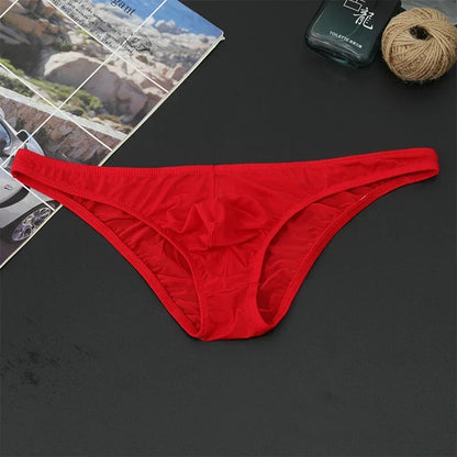 Men's Sexy Breifs Confortable Ice Silk Briefs Ultra-thin Transparent Breathable Underwear Low Waist Underpants Fashion Briefs