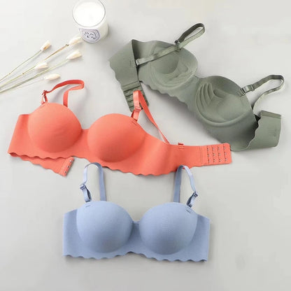 Thin One-piece Seamless Women's Bra Detachable Shoulder Straps Gathered Bralette Comfortable Without Steel Ring Sleep Brassiere