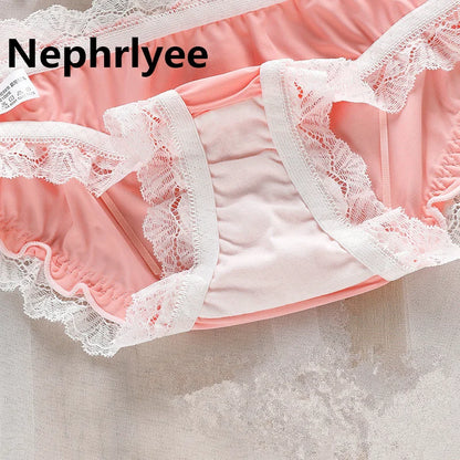 Japanese fashion new soft ice silk underwear for women with double-layer antibacterial pure cotton crotch lady girl underwear