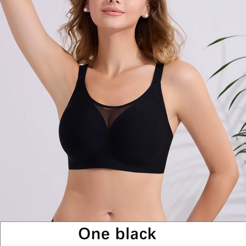 Women's Seamless Bras Ladies Thin Style Soft Removeable Pads Bra Wireless Underwear Comfortable Lingerie 3 Rows Adjustable Strap