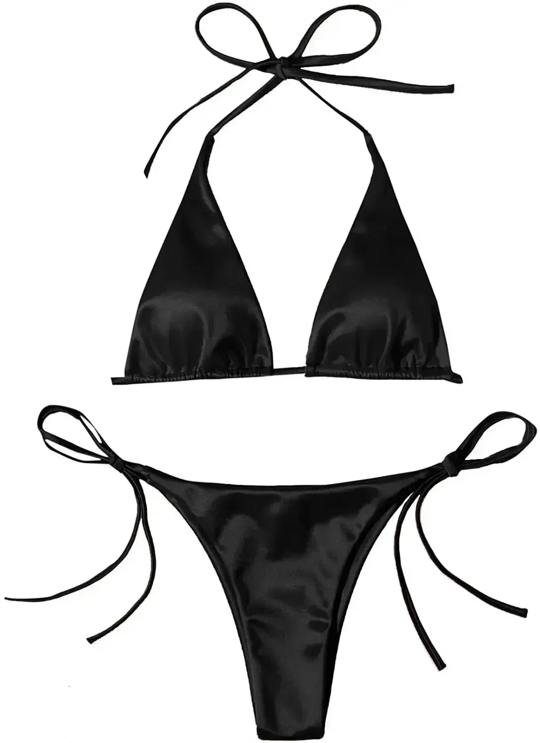 Sexy Halter Satin Brazilian Bikini Women Swimwear Female Swimsuit Two-pieces Bikini Set Bather Bathing Suit Swim Women Swimsuit