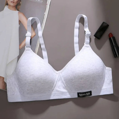 New Simple Cotton Girl Bra Underwear Student Bra Teen Thin Section Without Steel Ring Comfortable Sleep Bra Sports Vest