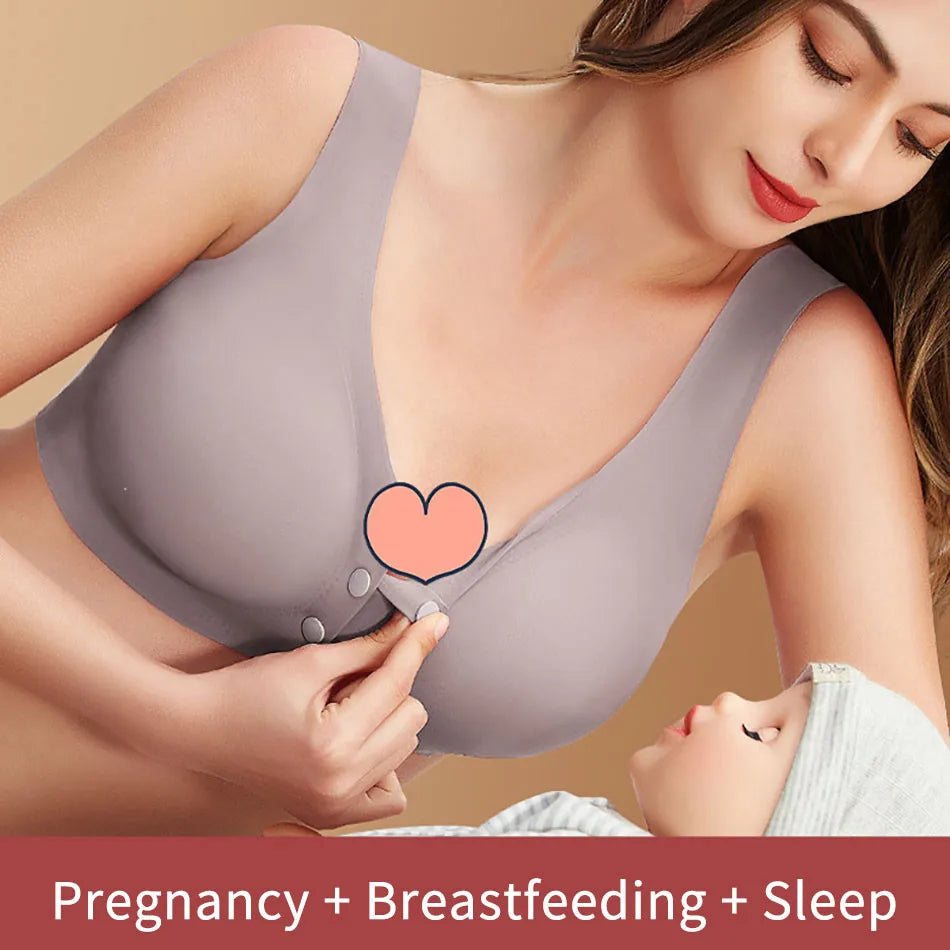 Women Front Open Button Breastfeeding Bra Comfortable Traceless And Anti Sagging Fixed Double Shoulder Strap Bra Women Bra
