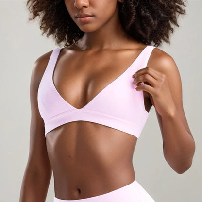 SVEIC Gym Woman Tops Deep V Sports Bra Underwear Sportswear Fitness Breathable Shockproof Training Running Workout Yoga Clothing