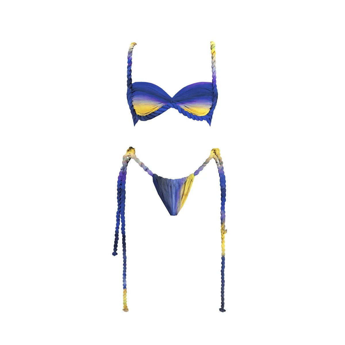 New 3Pcs Crochet Bikini Women Swimsuit Sexy Swimwear Halter Biquini Push Up Swim Suit Strappy Bodysuit Female Bathsuit Beachwear