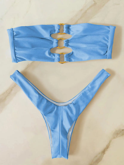 Sexy Strappy Micro Bikini Set for Women, Two Piece Swimsuit, High Cut Swimwear, Brazilian Beachwear, Bathing Suit, 2024