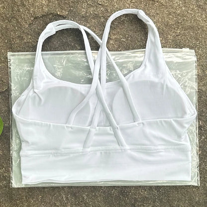 Solid Color Women Cross Back  Bra Fitness Underwear Soft Fitness Sport Bra Top Gym Yoga Athletic Workout With Chest Pad