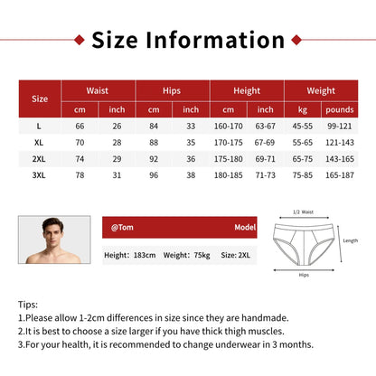 3pcs【LORIEN CREST】Luxury Men's Satin-like Ice Silk Briefs High Elastic Ultra Soft Breathable Antibacterial Comfortable Underwear