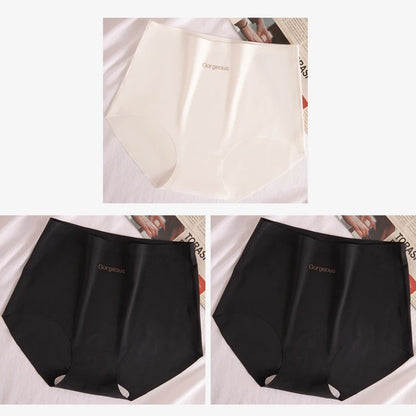 3pcs Women Thin Seamless Panties Girl Ice Silk High Waist Underwear Yoga Sport Brief Breathable Comfort Hip Lift Panty Underpant