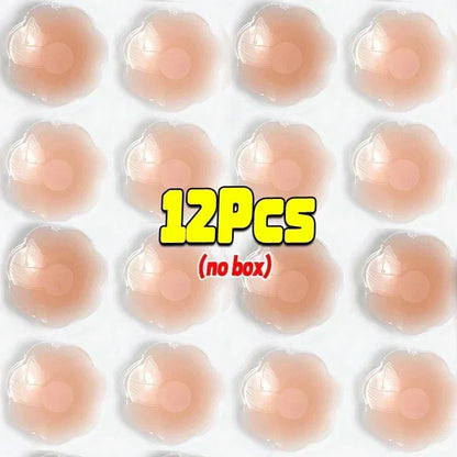 Reusable Women Breast Petals Push Nipple Cover Invisible Petal Adhesive Strapless Backless Stick on Bra Silicone Breast Stickers