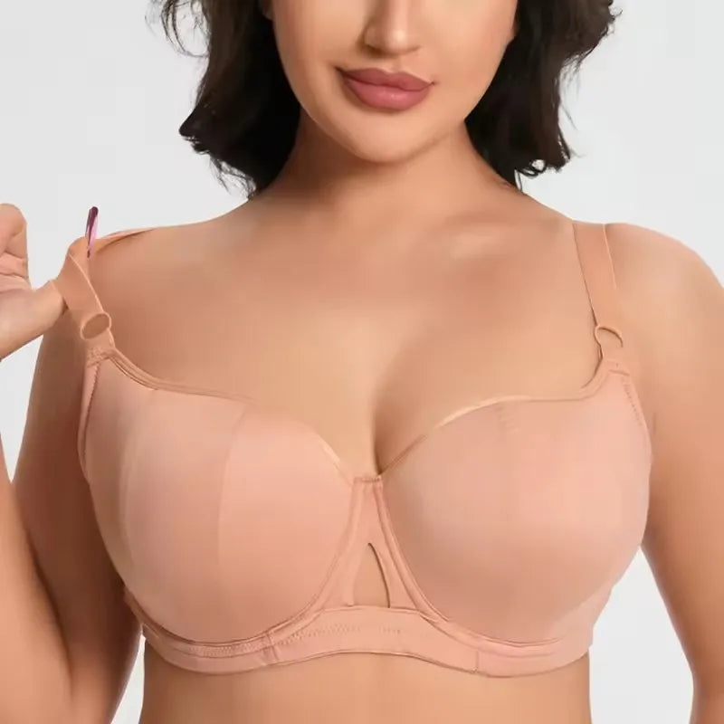Womens Push Up Minimizer Bra Full Cup Underwire Female Smooth Plus Size Lingerie 75 80 85 90 95 D E F G H I EU Size