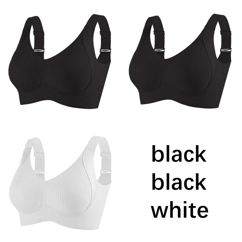 FallSweet 3PCS Seamless Wireless Push Up Bras for Woman Adjustable Comfort Bralette for Full and Petite Busts Wireless Lingerie