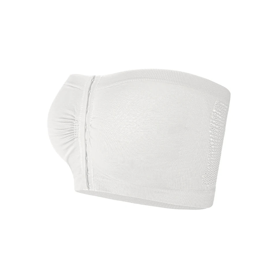 Women's Plus Size Strapless Bandeau Bra Seamless Bralettes Front Closure Padded Tube Top Push-Up Non-Slip No Show Bras