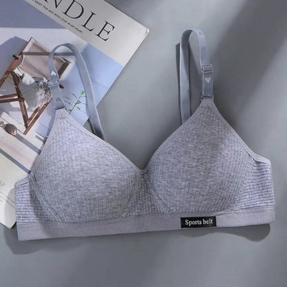 New Simple Cotton Girl Bra Underwear Student Bra Teen Thin Section Without Steel Ring Comfortable Sleep Bra Sports Vest