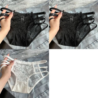 3pcs/Lots Lace Panties for Women Transparent Mesh Hip Male Briefs Low Rise Hollow Out Breathable Underwear Plus Size