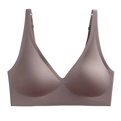 Soft Support Jelly Glue French Deep V Underwear Women's No Steel Ring Small Chest Gathered Comfortable Adjustment Seamless Bra