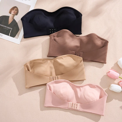 Hot Sale New Design Effective Slip-proof Side One Piece Bralette Padded Ice Silk Seamless Strapless Bra For Women YMQJ
