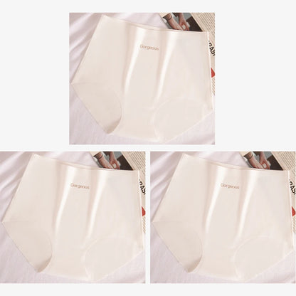3pcs Women Thin Seamless Panties Girl Ice Silk High Waist Underwear Yoga Sport Brief Breathable Comfort Hip Lift Panty Underpant