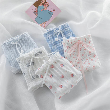 3PCS/Set Cotton Panties Women Underwear Panty Fashion Thread Bow Briefs Lovely Girl Seamless Underpants Female Lingerie Selling