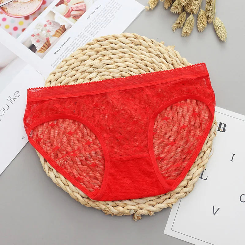 Women's panties Low-Rise Lace Hollow out Mesh Briefs Transparent Sexy Panties Girls Intimate Lingerie Underwear Women's panties
