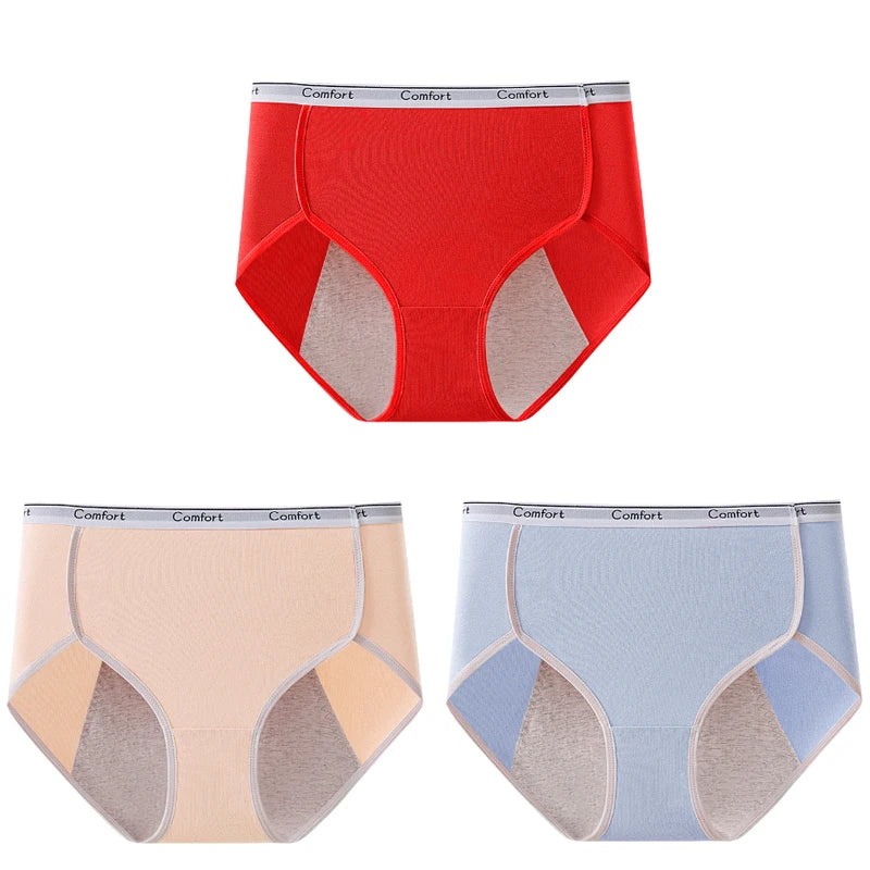 3pcs Cotton Menstruation Panties Women Menstrual Panties Plus Size High Waist Period Underwear Lady Leak Proof Menstruales Brife
