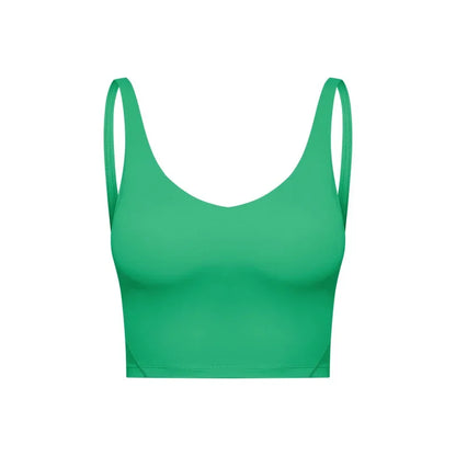SHINBENE Women's V-neck Slimming Fitness Long-sleeve Padded Short-sleeve Sports Bra Yoga Bra Classic Athletic Tank Top