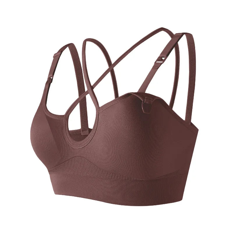 Maternity Women Cross Seamless Tank Nursing Bra With Removable Pads Yoga Sports Pregnant&postpartum Moms Bras For Breastfeeding