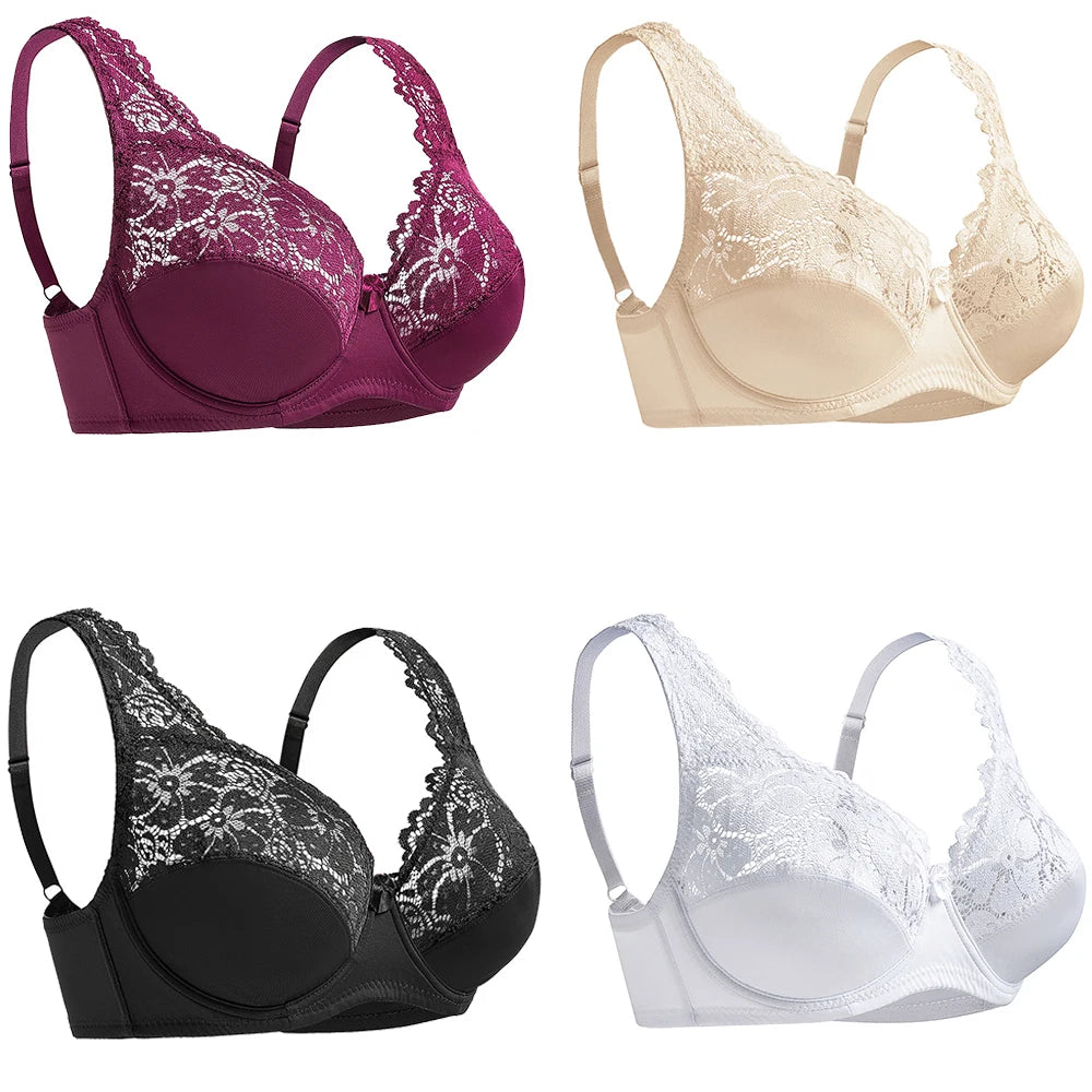 Sexy New Hot Gorgeous Embroidery Floral Lace Brassiere Plunge Lingerie Women's Underwear Big Size Bra B C D DD E F Cup Bh