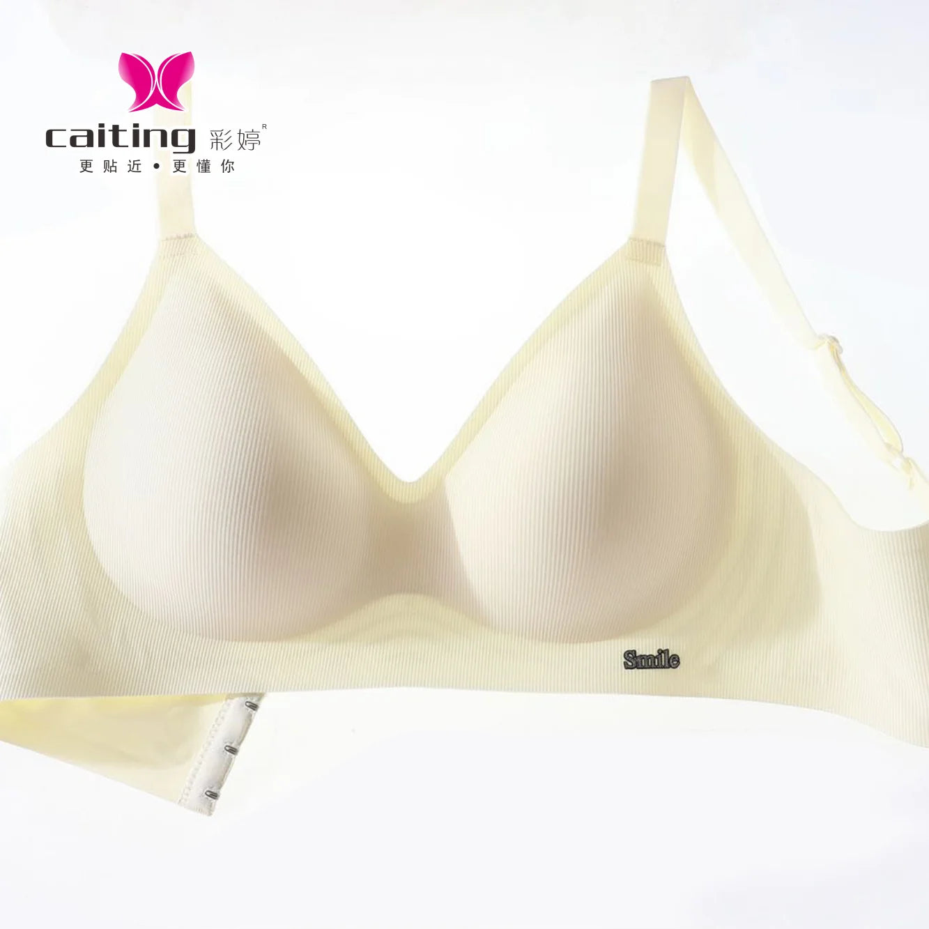 CAITING Beautiful Back Latex Cup Bra One-piece Seamless Bra Women Wireless Push Up Underwear Sexy Deep V Padded Bralette Female