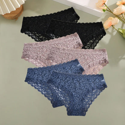 6PCS/Set Women Sexy Lace Panties Low Waist Briefs Hollow Out Comfortable Breathable Lingerie Floral Embroidery Ladies Underpants