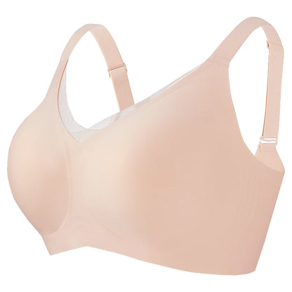 Seamless Wireless Mesh V-Neck Full Coverage Push up Bra Soft Supportive minimize Underwear 7847
