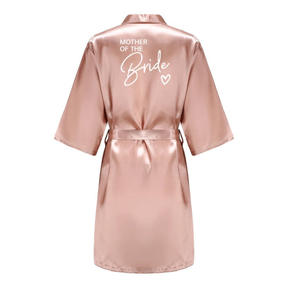 Wedding Party Team Bride Robe Kimono Satin Pajamas Bridesmaid Bathrobe With White Letters YE8171
