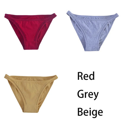3Pcs/set Women Cotton Panties Female Mesh Underpants Solid Color Bikini Briefs Underwear Ladies Sexy Panty Girls Lingerie