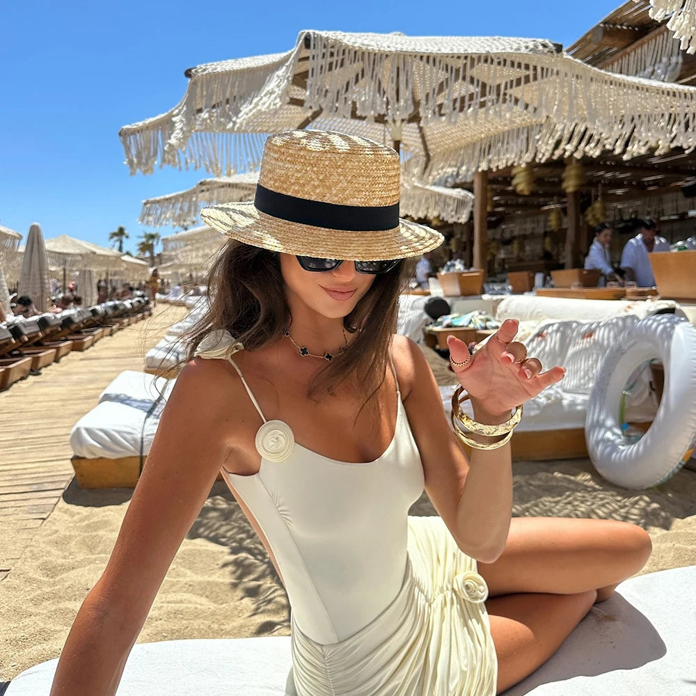 2024 New Two Piece Solid Floral One Piece Swimsuit Swimwear Women Monokini Swimsuit Bodysuit Bathing Suit Swim Wear