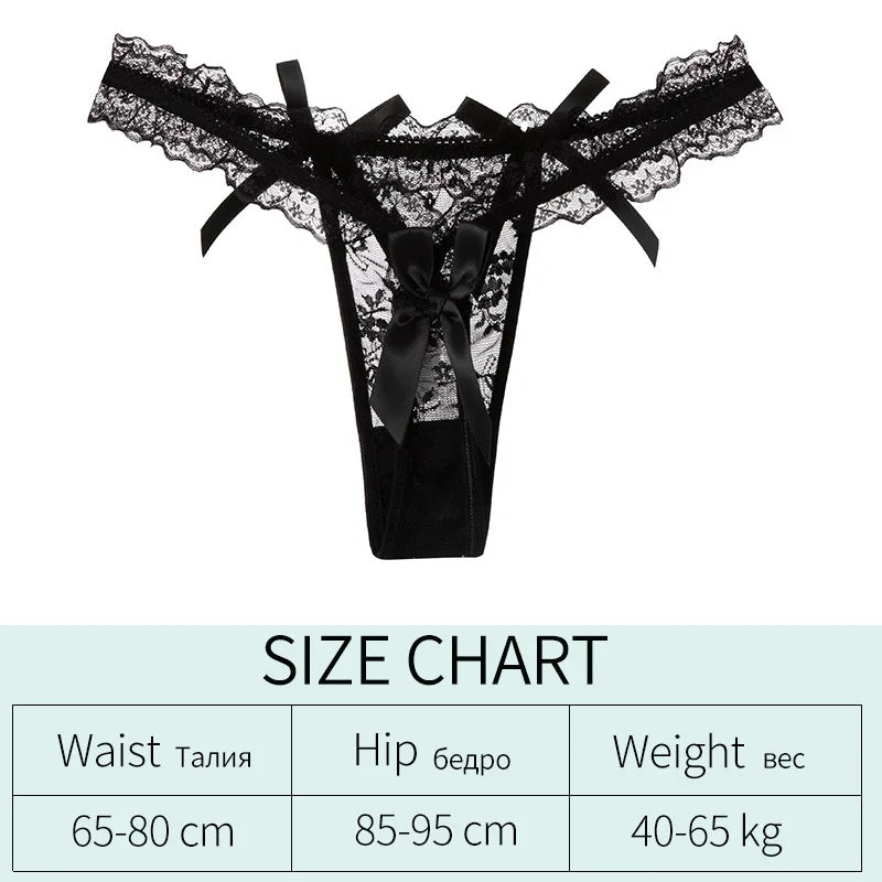 Lace Sexy Girls Briefs Women Panties Seamless Bowknot G String Hollow Out Thong Underwear Low Waist Female Lingerie