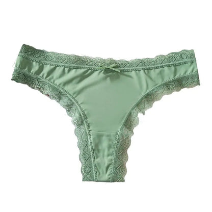 Sweet Pink Satin Silk Ruffle Thong Sexy Low Waist G-String Briefs for Women Ice Silk Underwear Female Intimates Lingerie