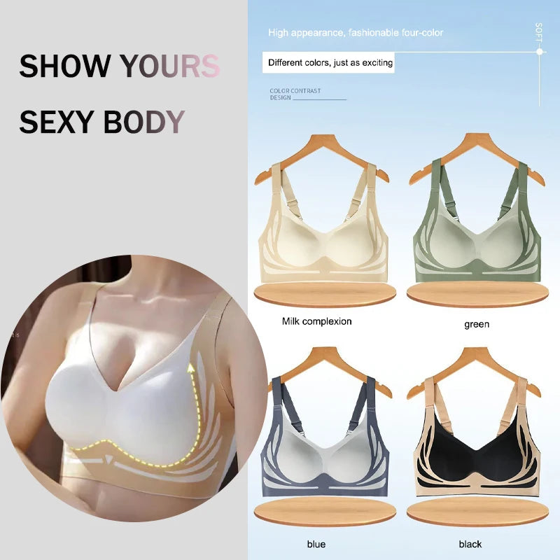 1/2Pcs/Set Women Push Up Bras Seamless Comfortable Angel Wings Bras Set Trendy Soft Breathable Underwear Female No Wire Lingerie