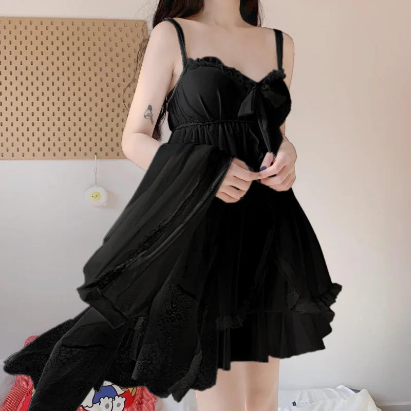 Elegant Sweet Simple Solid White Women Robe Gown Sets Chic Lace Bow Mesh  Sleepwear Breathable Slim Nightdress