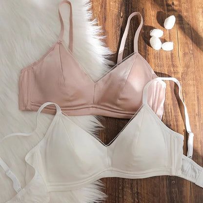 93% Mulberry Silk Women's Bralette Wireless Padded Bra Super Soft Lightly Lined Comfort Everyday Basic Deep V-Neck T-Shirt Bra
