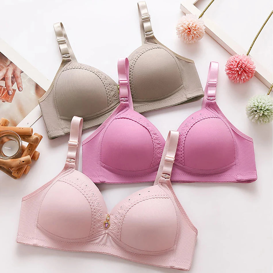 Women Maternity Bralette Plus Size Full Coverage No Underwire Bra with Side Gather Anti Sagging and Push Up for Enhanced Support