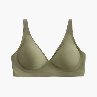 Women's Deep V Bras Wire-free Comfortable Bra Seamless Jelly Shirt T-shirt Gathering Brassiere Low-cut Seamless Underwear